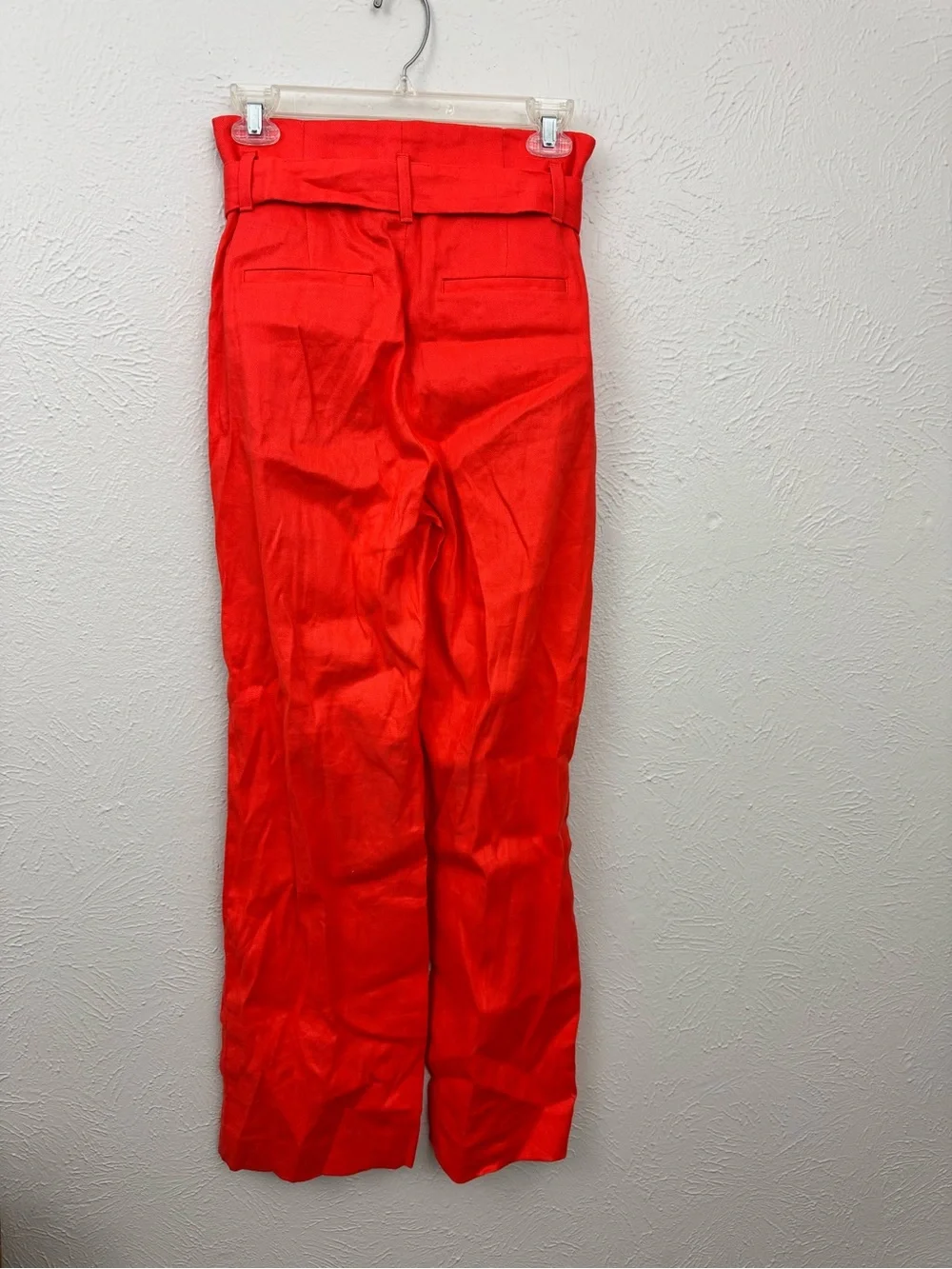 NWOT Banana Republic Coral Orange Linen Blend Paperbag Wide Leg Pants Size 2